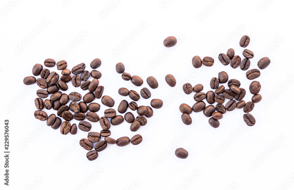 Close up of Coffee beans on white background Close up of Coffee beans on white background