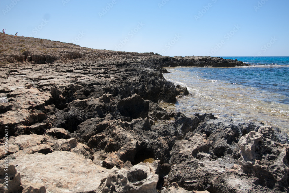 Texture of Volcanic rock surface in Cyprus look like moon surfase