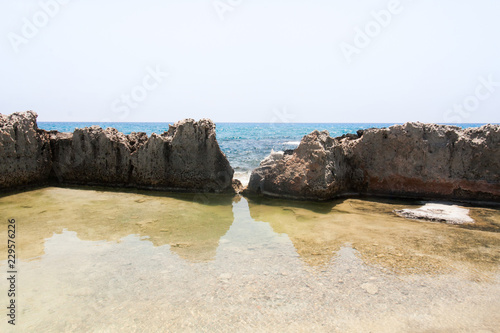 Texture of Volcanic rock surface in Cyprus look like moon surfase photo