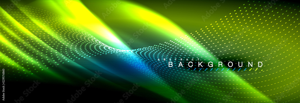 Liquid neon flowing waves, glowing light lines background Liquid neon flowing waves, glowing light lines background