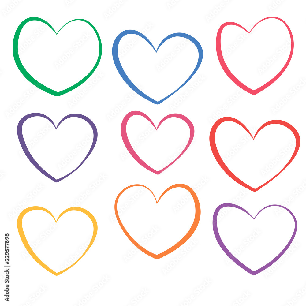 Linear hearts set isolated on white background. Vector illustration. Linear hearts set isolated on white background. Vector illustration.