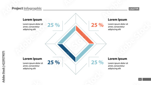 Percentage rhomb diagram template. Business data. Graph, chart, design. Creative concept for infographic, report. Can be used for topics like economics, analysis, research
