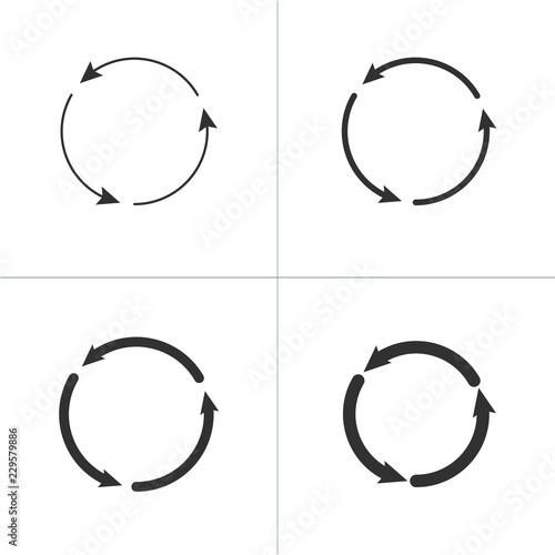 Three circle counter clockwise arrows black icon set . vector illustration isolated on white background.