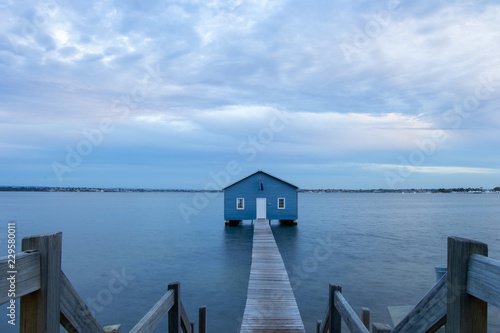 Blue Boat House In Perth at cloudy sunset