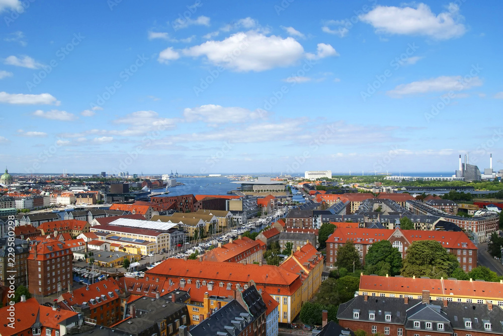 Top view of the beautiful architecture of Copenhagen. Denmark. Architecture.
