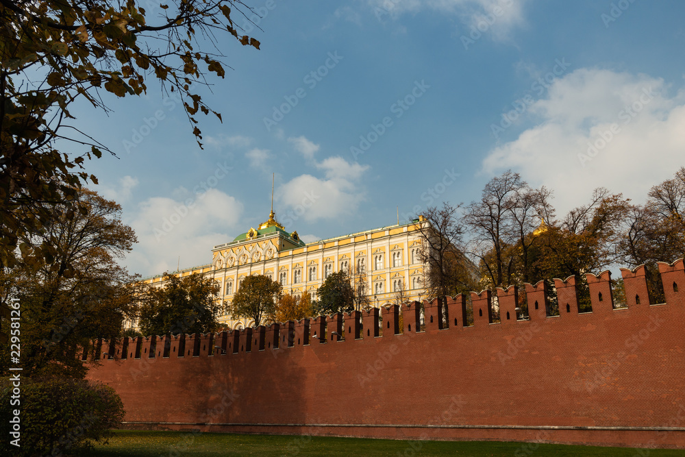 Grand Kremlin Palace and Moscow Kremlin wall