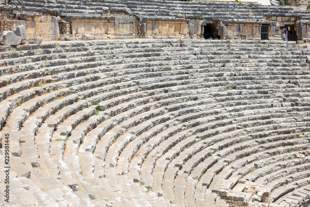 Ruins of an ancient amphitheater. Very ancient theater having historical value