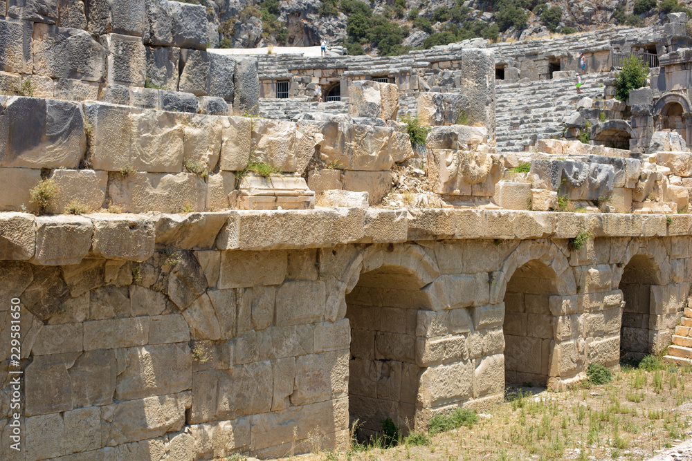 Ruins of an ancient amphitheater. Very ancient theater having historical value