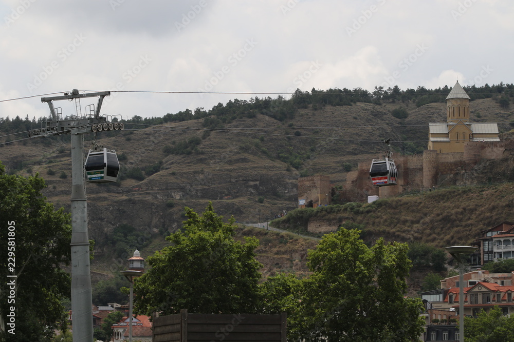 Modern cableway of Tbilisi city