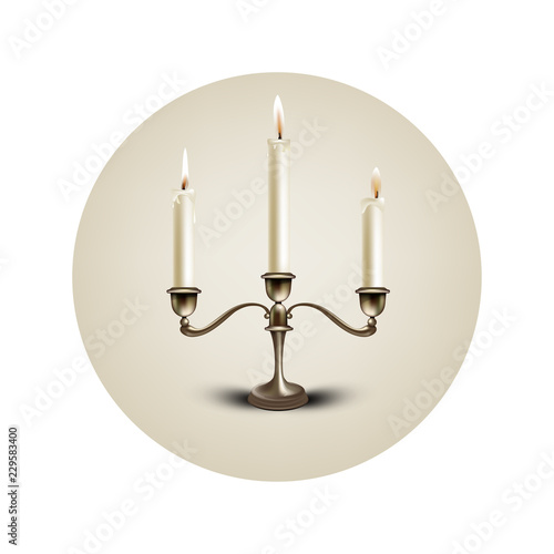 Candle in Vintage Candlestick 