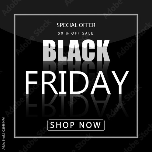 Black friday sale banner over black background. Red blot with text on black background. Black friday logo for banners, web pages, brochure layouts, headlines and flyers, design. Vector illustration.