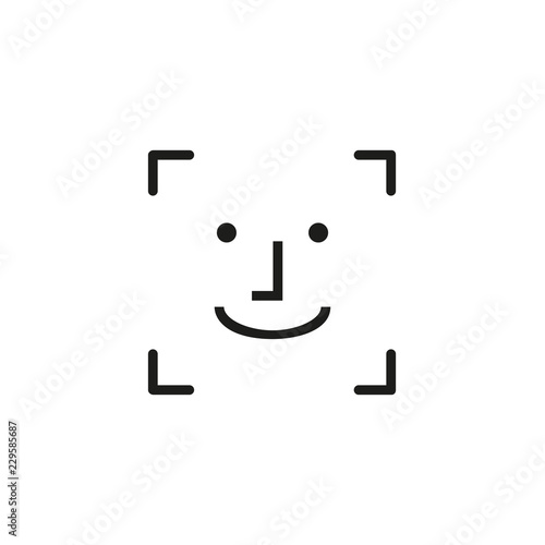 Face ID line icon. Portrait photo, viewfinder, facial recognition. Biometrics concept. Vector illustration can be used for topics like photographing, technology, security