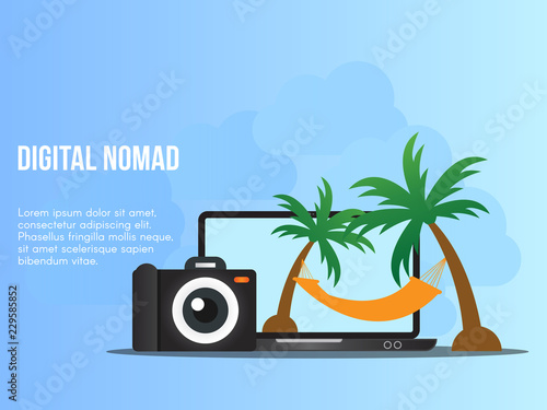 Digital nomad concept illustration vector design template