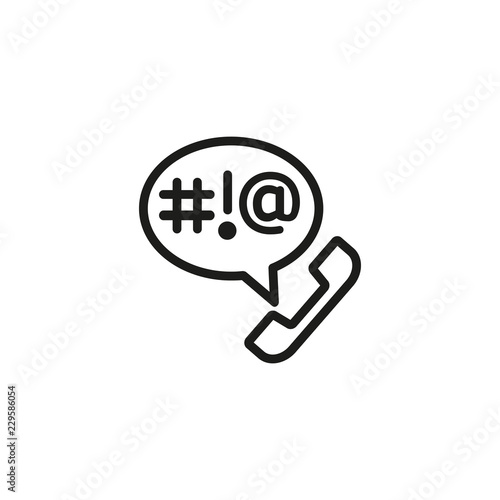 Swearing on phone line icon. Swear word, arguing, offense. Censorship concept. Vector illustration can be used for topics like communication, information, social issues
