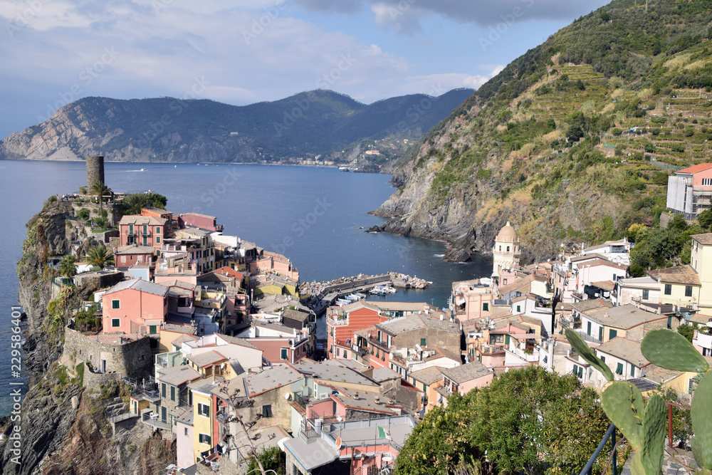 Panorama of the village of Vernazza in the Cinque Terre in Liguria - Italy