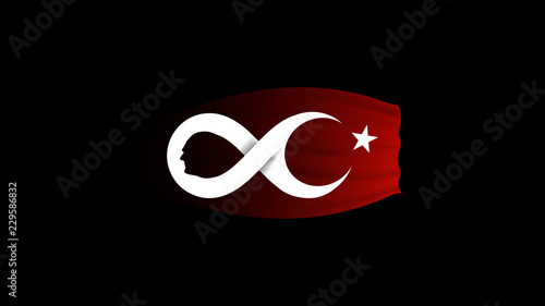 vector illustration. (10 Kasim saygiyla aniyoruz) 1881 - 1938, November 10 death day Mustafa Kemal Ataturk , first president of Turkish Republic. translation Turkish. November 10, respect and remembe.