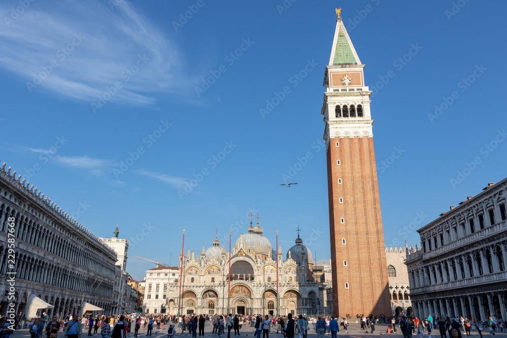 San Marco Church With Bells Tower, Venice Italy