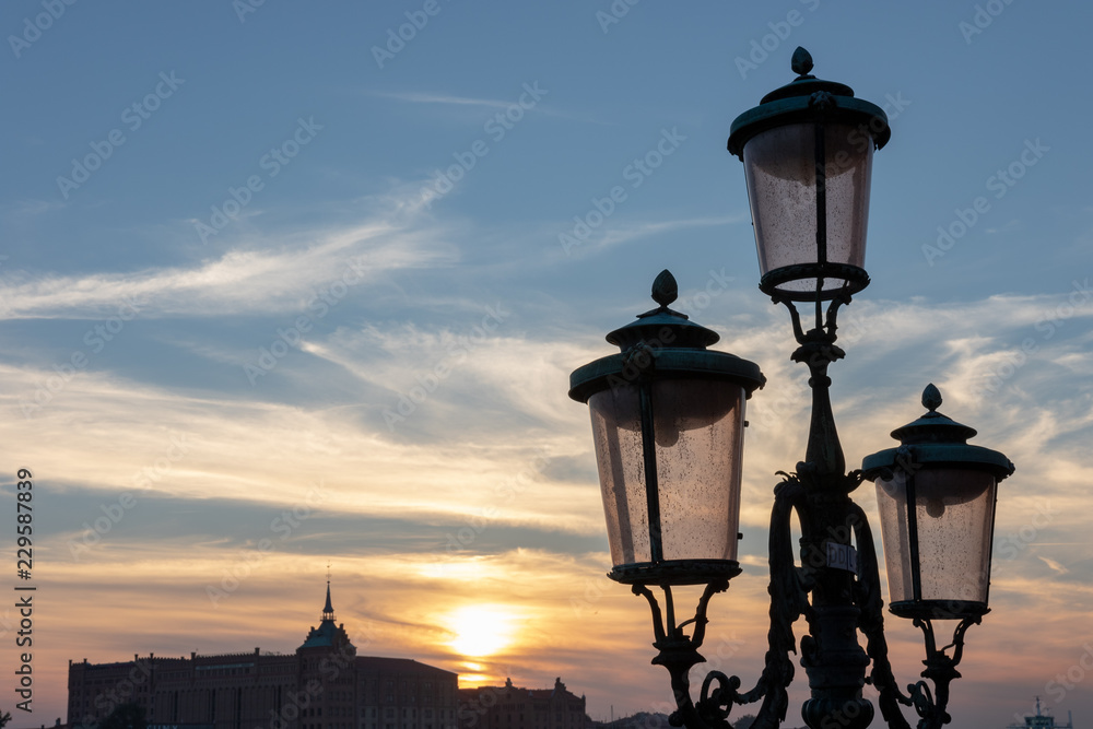 Venetian Lamp At Sunset, Italy