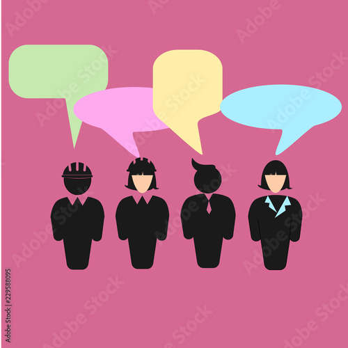 group of engineer brain storm icon concept.