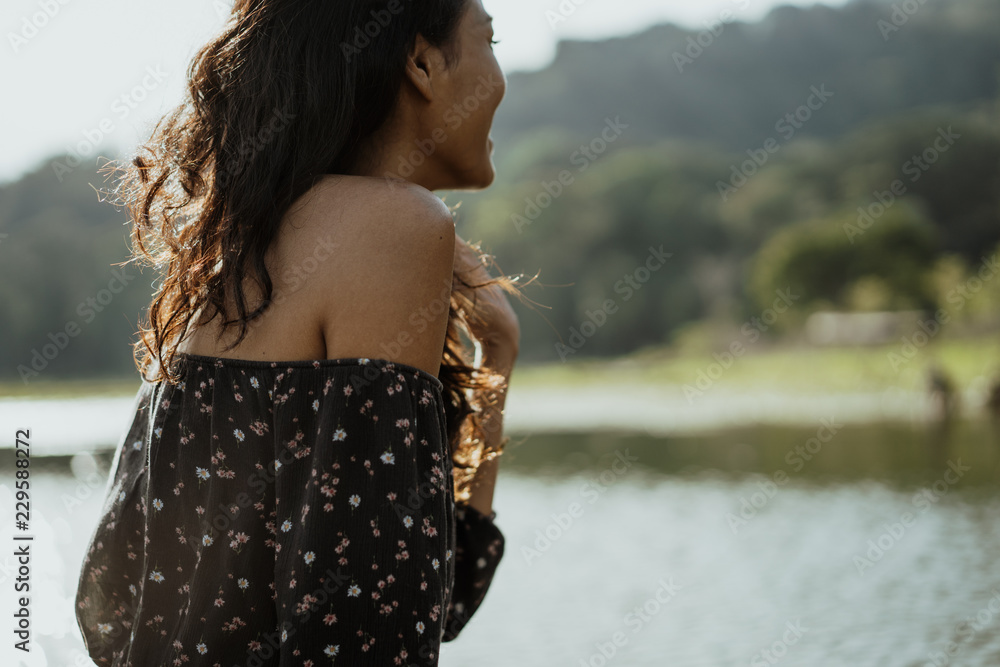 asian woman in nature enjoying asian woman in nature enjoying