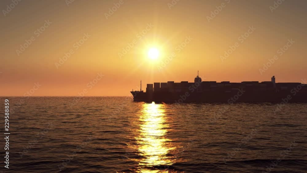 Container ship on sunset Container ship on sunset