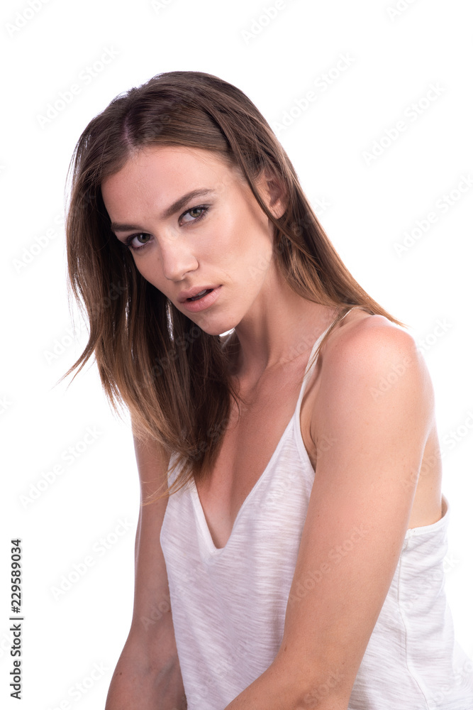 Portrait of a girl on a white background Portrait of a girl on a white background