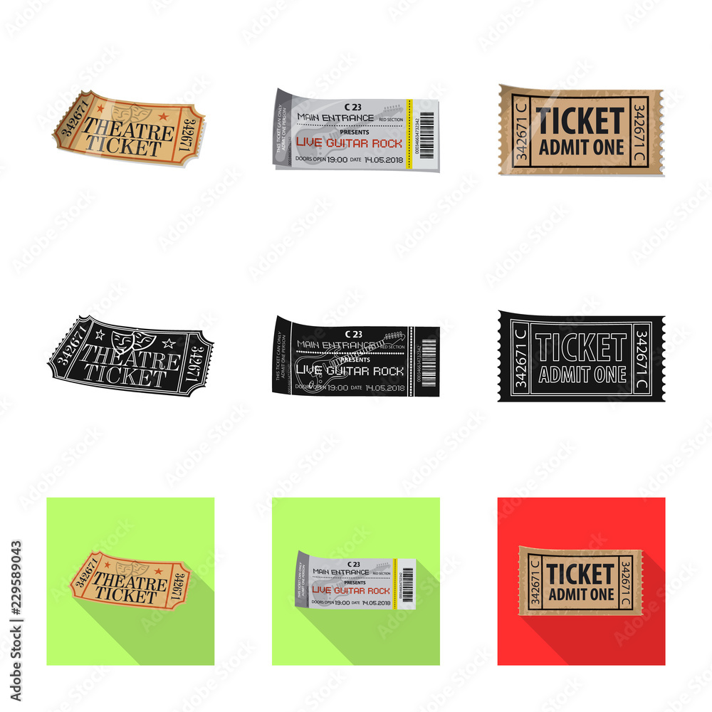 Isolated object of ticket and admission symbol. Set of ticket and event stock vector illustration. Isolated object of ticket and admission symbol. Set of ticket and event stock vector illustration.