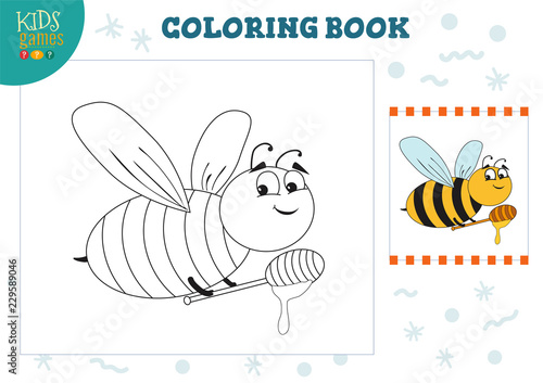 Coloring book, blank page vector illustration. Preschool kids activity