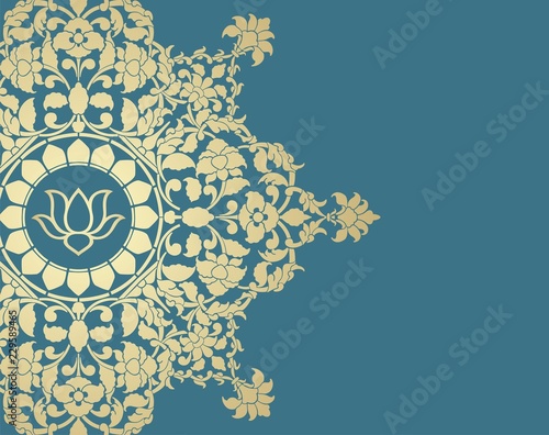 Fototapeta Naklejka Na Ścianę i Meble -  water lily, wedding card design, royal India