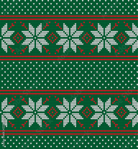 Knitted Christmas and New Year pattern Norwegian style , illustration