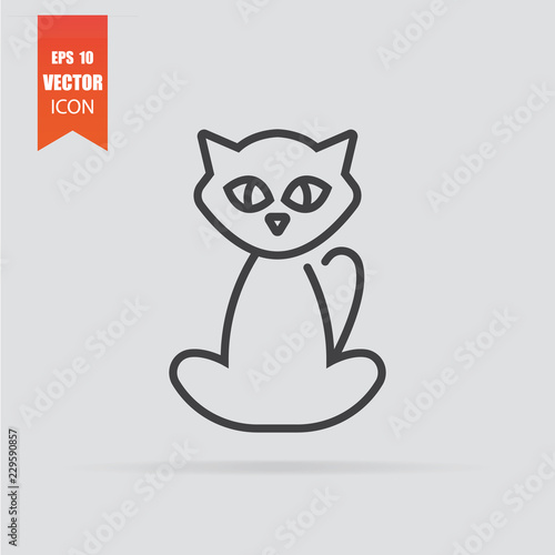 Fototapeta Naklejka Na Ścianę i Meble -  Cat icon in flat style isolated on grey background.