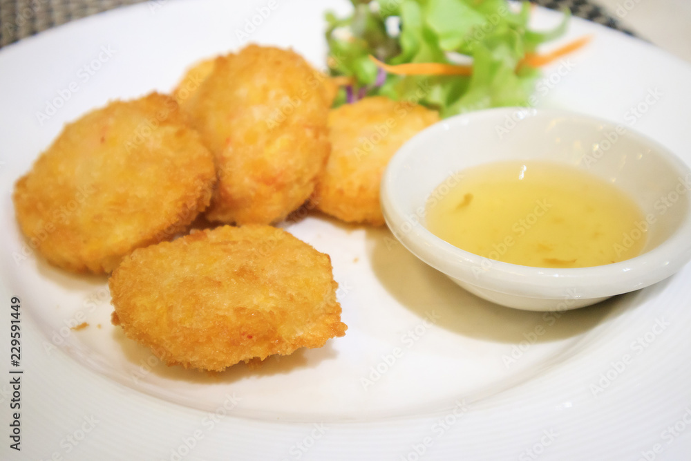 Tod Mun Goong, fried shrimp pancake Thai food Tod Mun Goong, fried shrimp pancake Thai food