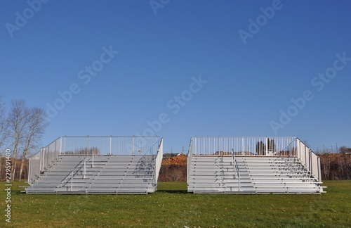 Front view of bleachers on the field photo