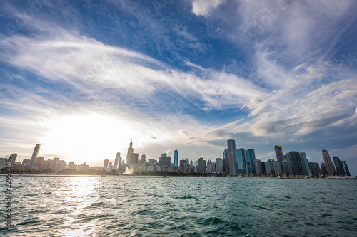 Chicago city view from Michigan Lake in beautiful a sunny day. © Paulo Nabas