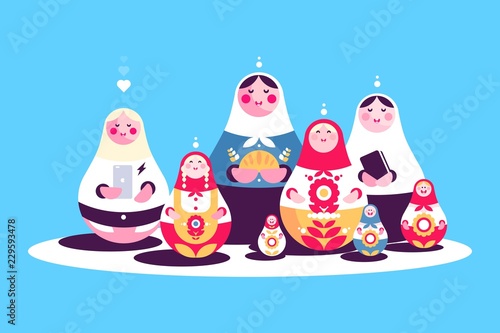 Russian traditional nesting dolls collection.
