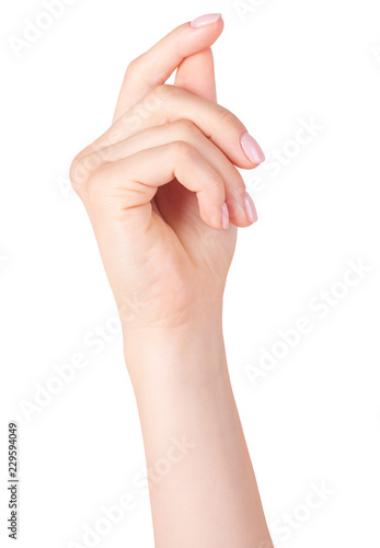 Female hand gesture. isolated on white background