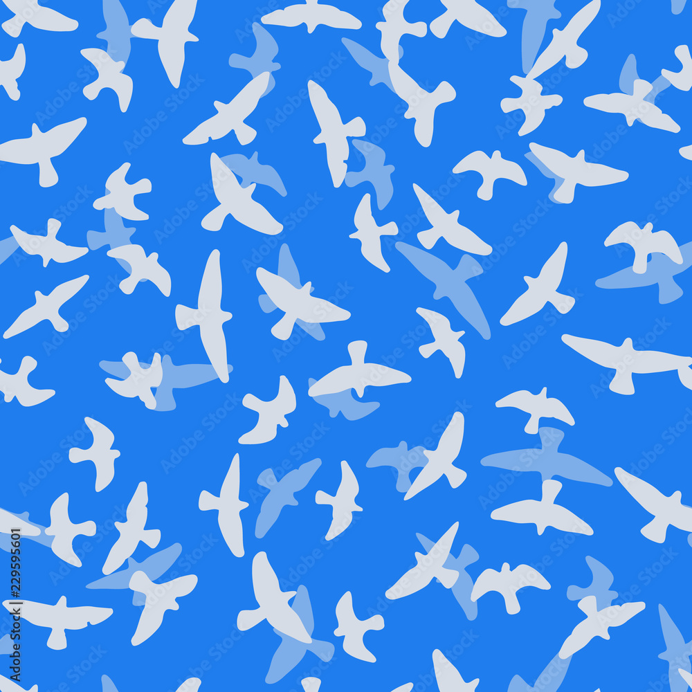 Obraz Flying birds seamless pattern. Primitive style.
