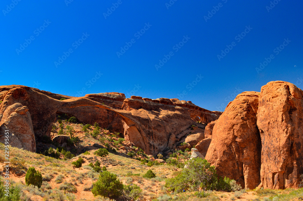 Beautiful view of landscape arch in the Arches national park Beautiful view of landscape arch in the Arches national park