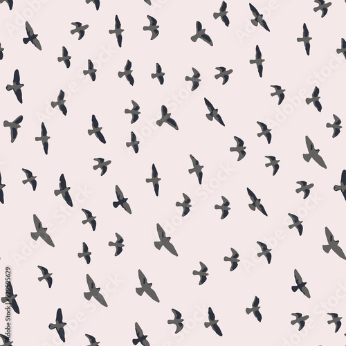 Flying birds seamless pattern. Primitive style. © evamarina