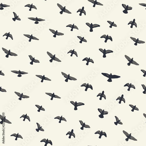 Fototapeta Naklejka Na Ścianę i Meble -  Flying birds seamless pattern. Primitive style.
