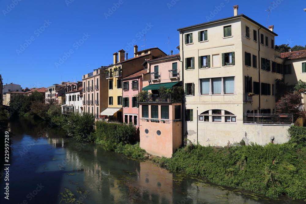Houses along the Brenta river in Padua, Italy
