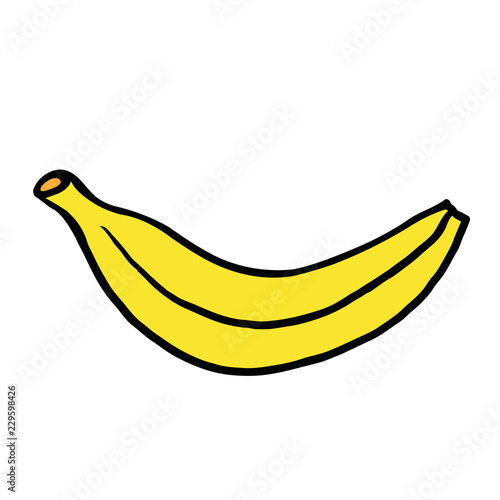 Hand drawn cartoon banana isolated on white background. Cartoon fruit. Vector illustration. 