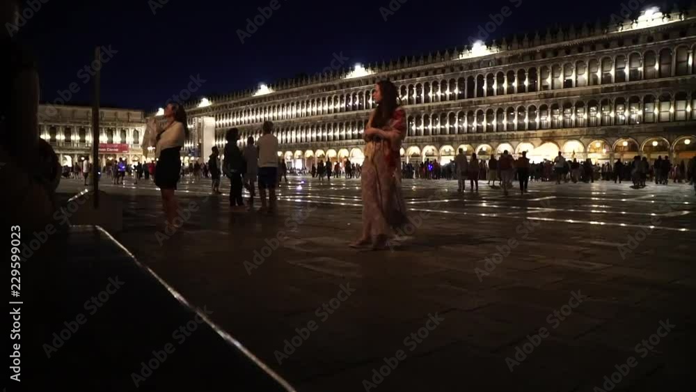 A crowded Piazza San Marco during night - time lapse A crowded Piazza San Marco during night - time lapse