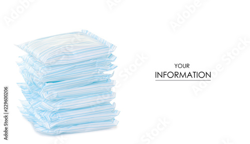 Female hygiene napkins menstruation pattern on white background isolation