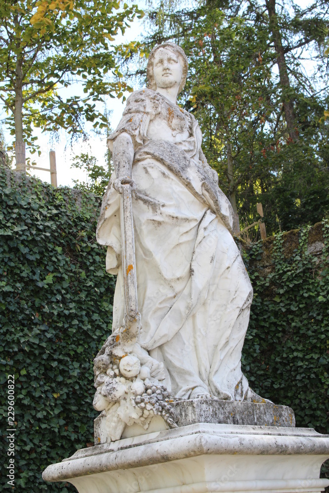 statue of  in garden la granja de san ildefonso, royal palace, 