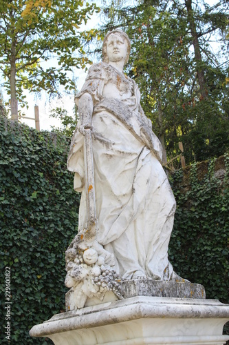 statue of in garden la granja de san ildefonso, royal palace, 