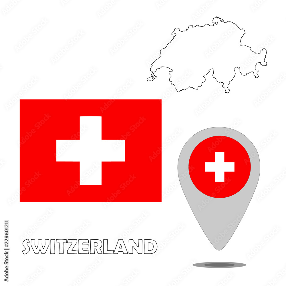 Fototapeta premium 3D Vector. Map of Switzerland