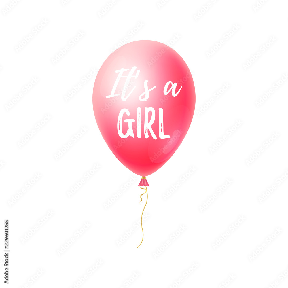 It's a Girl with 3d Balloon Baby Shower card. Cute greeting card, party Invitation. It's a Girl with 3d Balloon Baby Shower card. Cute greeting card, party Invitation.