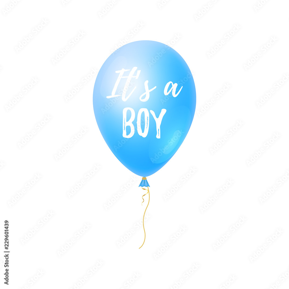 It's a Boy with 3d Balloon Baby Shower card. Cute greeting card, party Invitation.