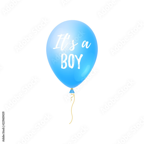 It's a Boy with 3d Balloon Baby Shower card. Cute greeting card, party Invitation.